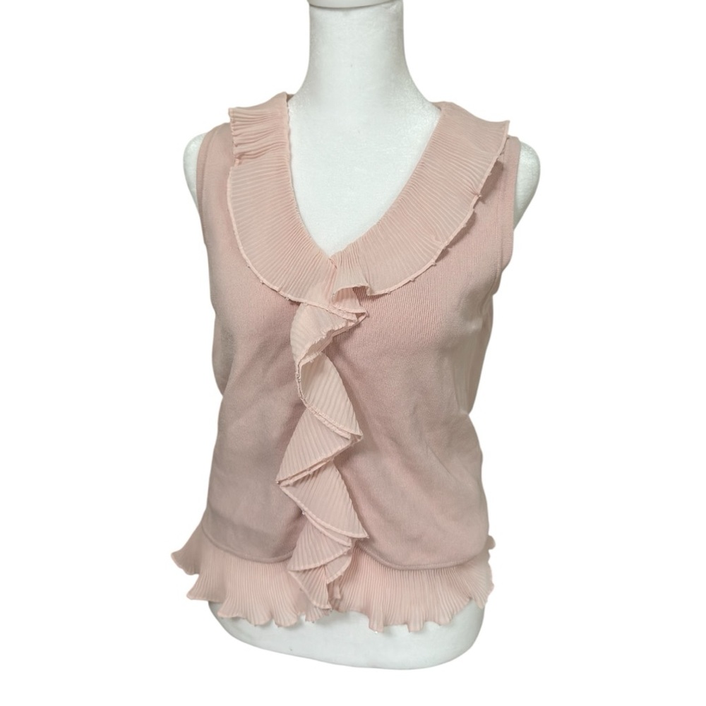 Cachet Blush Ruffle Sleeveless Blouse